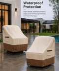 Outdoor Swivel Lounge Chair Cover 2 Pack Heavy Duty 600D Waterproof Patio Furniture Covers For Beefed Up Weatherproof Protection Fits Swivel Chairs Rockers Adirondack 30 X 34 X 38.5 Inches Beige And Brown on chairs by pool