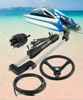 Beefy Hydraulic Outboard Steering Kit With 13.5 Inch Aluminum Wheel And 18 Foot Nylon Hose And 300HP Helm Pump For Center Console Boats