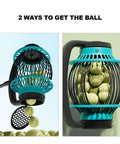 No Bending Tennis Ball Picker Roller With Telescopic Handle Quick Rolling Ball Collector shown collecting tennis balls