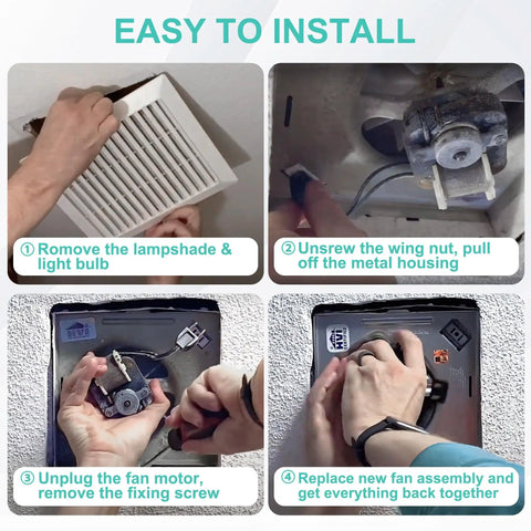 Installation steps for Replacement Bathroom Fan Motor Assembly For Broan 688 Series And Nutone 695 And 696 R02B R01B R03B Models