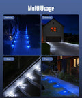 Solar Dock Lights Outdoor 12 Pack Waterproof LED Pathway Lights Dual Color Blue And White illuminating pathways and driveways