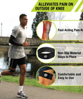 Man running with IT Band Compression Wrap for Knee Support and Recovery, Adjustable Neoprene Knee Brace for Iliotibial Band Syndrome