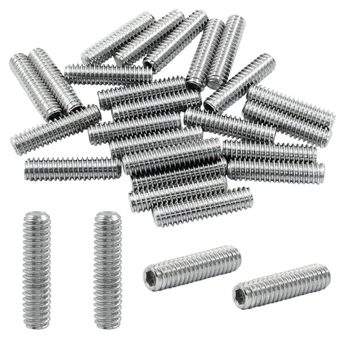 25 Pack One Quarter Twenty Hex Socket Set Screws One Inch 304 Stainless Cup Point Grub Screws Internal Hex Drive Headless