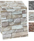 20 Pack 3D Wall Panels Peel And Stick Foam Brick Wallpaper Faux Stone Self Adhesive 7mm Thick Waterproof Dustproof Easy Clean Rock Color DIY Ready showing varied rock patterns
