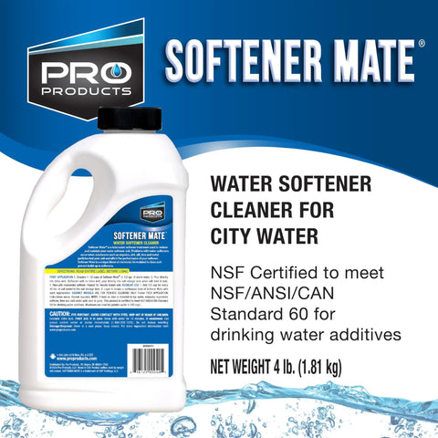 Softener Mate Whole House Water Softener Cleaner For Iron Manganese Silt And Organic Build Up Keeps Your Resin Running Smooth And Efficient 4 Lbs Improves System Efficiency bottle with label