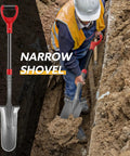 Worker using Drain Spade With Fiberglass Handle For Gardening And Trenching Sharp Edge Shovel For Cutting Roots in trench