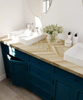 Built Tough Hella Sturdy Chevron Butcher Block Countertop 72 By 25 By 1.5 Inches Unfinished Acacia Solid Wood Table Top for bathroom sink.
