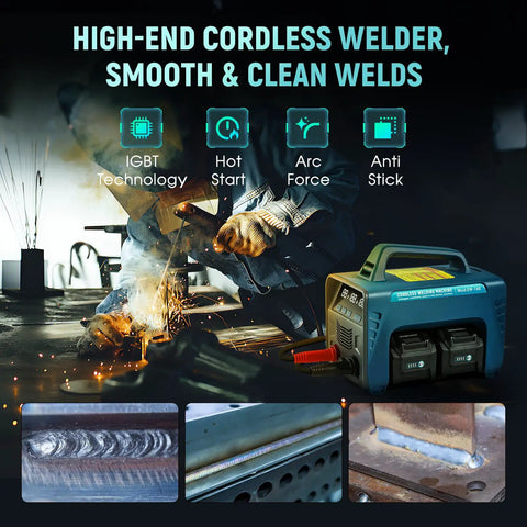Cordless MMA Welder 160A 110V Dual Battery Powered With 8000mAh Li Ion Batteries Or Battery Bank Portable IGBT Inverter