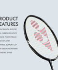 Muscle Power 29 Carbon Graphite Badminton Racket With Full Racket Cover For Intermediate Players, focus on isometric head design.