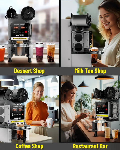 Top Tier Automatic Cup Sealer Machine For Busy Cafes Rapidly Seals Six Hundred Cups Per Hour With Smart Display Perfect For Bubble Tea Or Coffee Shop Built Different To Level Up Your Daily Beverage Grind