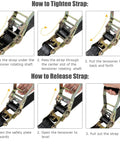 How to use 4 Pack 2 Inch 20 Foot Ratchet Straps Heavy Duty Tie Down Workhorse With Double J Hook and 8000 Lbs Break Strength.