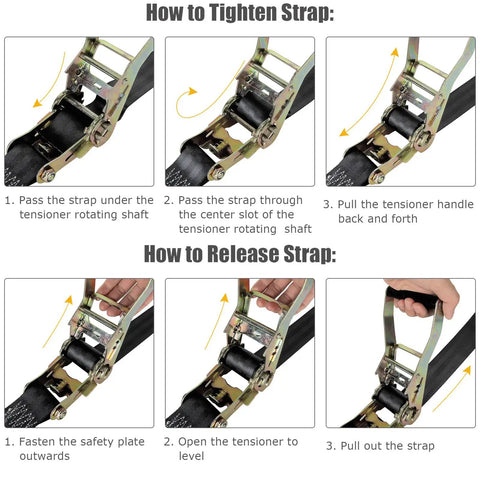 How to use 4 Pack 2 Inch 20 Foot Ratchet Straps Heavy Duty Tie Down Workhorse With Double J Hook and 8000 Lbs Break Strength.