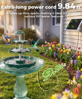 Sun Powered 6.5W Solar Bird Bath Fountain With 3 Tier Waterfall And 9 Streams, DIY Detachable Solar Pump, Lightweight Resin
