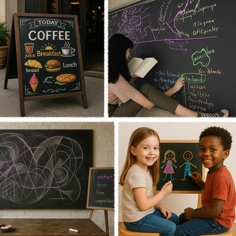 Colorful Dustless Chalk Set 100 Pieces In 10 Rich Colors Non Toxic For Classrooms drawing on boards and kids using chalk