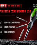All In One Screwdriver Set With Ergonomic Oversized Handle And Non Slip Grip For Easy One Hand Use, 8 In 1 Portable Multi Tool