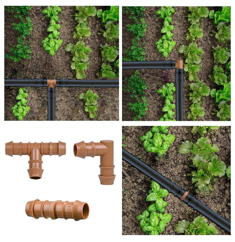 Half Inch Drip Irrigation Fittings Kit With Half Inch Tubing 18 Pieces Barbed Connectors Including 6 Tees 6 Couplings 6 Elbows