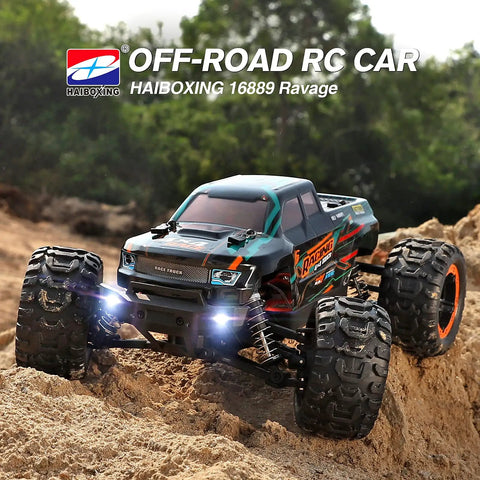 All Terrain 1:16 RC Truck With Dual 7.4V 1000mAh Batteries, Waterproof 4x4 High Speed Up To 36kmh climbing a dirt slope