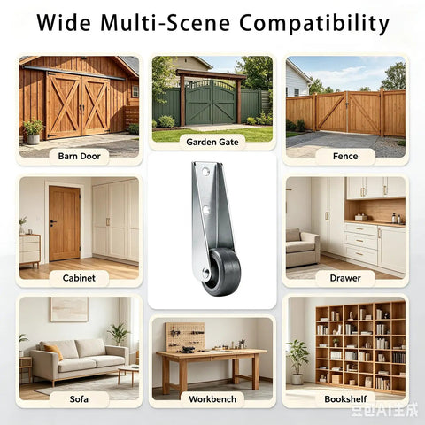 Wide compatibility for Heavy Duty Gate Caster Wheels 4 Pack Replacement Roller Wheels for various setups like fences and cabinets.