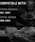 Compatibility chart for Heavy Duty Tailgate Handle Assembly For 1998 To 2003 Toyota Sienna And 2001 To 2007 Sequoia