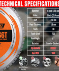 14 Inch 66T Cermet Metal Cutting Saw Blade With No Heat No Burrs And Sparks For Mild Steel Angle Iron And Pipe Pro Grade