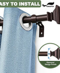 Bronze Curtain Rods For Windows 48 To 84 Inches Heavy Duty Adjustable Length 1 Inch Diameter Window Rods With Classic Square Finials