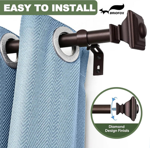 Bronze Curtain Rods For Windows 48 To 84 Inches Heavy Duty Adjustable Length 1 Inch Diameter Window Rods With Classic Square Finials