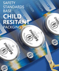 Hella Reliable CR2025 Lithium Coin Cell Battery 5 Pack in child-resistant packaging with safety labels and scissors.