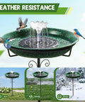 Sun Powered Metal Bird Bath With Fountains For Hummingbirds Stable 5 Prong Base Stake Outdoor Lawn Patio Garden Decor No Wiring Or Batteries Solar Fountain Starts In Seconds In Direct Sunlight Adds Charm And Attracts Wildlife To Your Yard Lit.