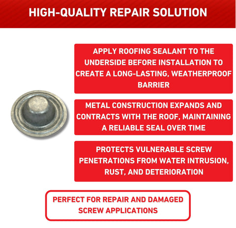 Galvalume Metal Screw Caps For Roofs Seals Over Existing Or Broken Screws To Stop Leaks No Screw Removal Needed Quick And Easy Install