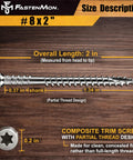 Composite Trim Screw Set Stainless Steel 304 No 8 By 2 Inch 150 Count For PVC And Wood Hidden Finish Outdoor Deck Exterior Fasteners