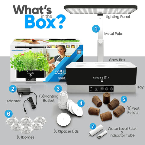 Indoor Hydroponic Herb Garden With 4000K Grow Lights Easy Control Panel Water Stick No Soil Mess Free Design Grows Up To Six Plants
