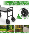 Three In One Rollin Garden Stool With 360 Degree Wheels Foldable Kneeler And Seat Extendable Legs Thick Cushioned Pad And Built