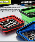 Collapsible Magnetic Parts Tray Set With 3 Foldable Silicone Bowls, 4.25 Inch Square Magnetic Base Keeps Small Parts And Tools Sorted On Your Workbench