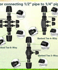 20 Piece Half Inch Drip Irrigation Fittings Kit For DIY Watering System With Elbows Switch Valves End Caps Couplings 3 Way 4 Way And 6 Way Connectors