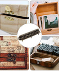 Collage showing 12 Pack 90 Degree Flush Door Hinges for small wooden boxes and jewelry boxes in various DIY projects.