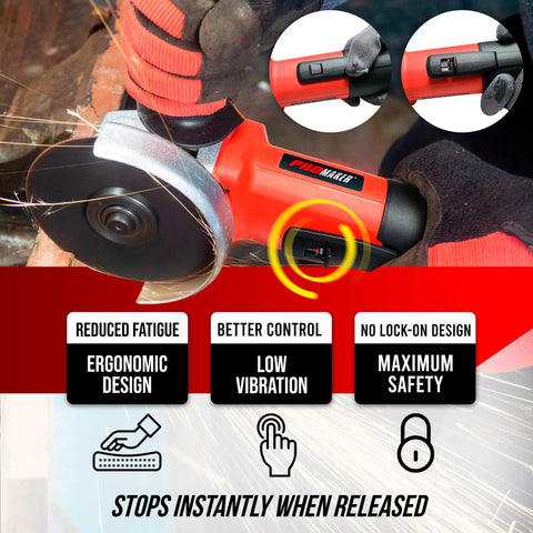 Powerful 9 Amp Four And A Half Inch Angle Grinder With Paddle Switch 12000 RPM Adjustable Guard grinding metal surface