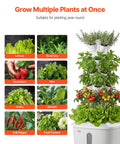 Vertical Hydroponic Tower With 6 Tiers And 30 Pods, App Controlled Indoor Garden showcasing various herbs and veggies