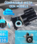 Heavy Duty 2.5Hp Hot Tub Spa Pump With 2 Speed Motor And 2Inch Port For 230V Systems showing 2-inch plumbing connection and adjustable discharge.