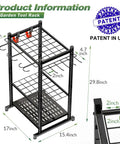 Built Tough Garden Tool Organizer Rack For Garage Or Shed Holds Up To Fifty Tools With Thirty Five Vertical Slots And Eleven Side Hooks Broom Holder And Multi Tier Steel Yard Storage For Patio And Outdoor Use.