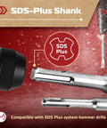 Must Have Pro Grade SDS Plus Chisel Set For Rotary Hammer Drills 6 Piece Kit showing SDS Plus shank detail