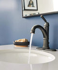 Westchester Single Hole Bathroom Faucet In Oil Rubbed Bronze With Ceramic Disc Technology One Handle Pop Up Drain Included on modern vanity