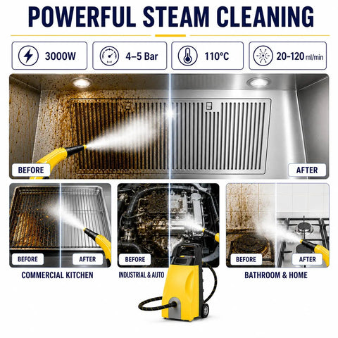 Before and after steam cleaning results with This Badass 3000W Steam Engine Cleaner Is A Total Beast For Your Home.