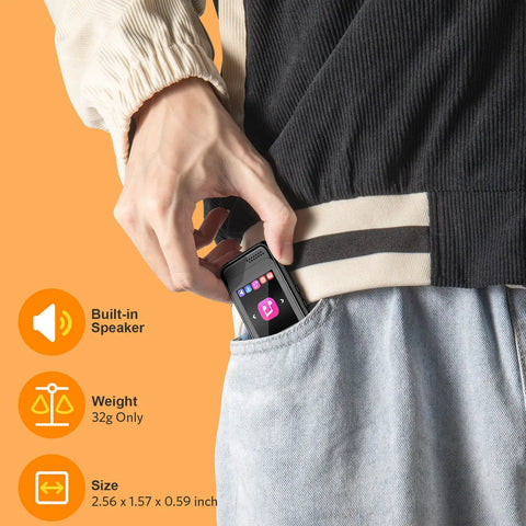 Bluetooth 5.3 Portable Music Player With Built In Speaker And Micro SD Slot Up To 512GB in pants pocket