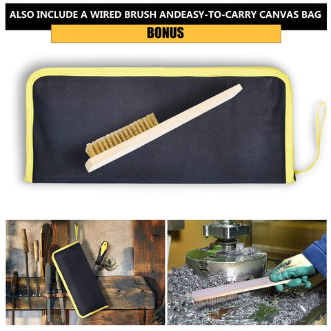 Pro Grade Metal File Set With 12 Needle Files And Storage Bag Including Large Flat Half Round Triangle And Round Files Plus Steel Brush For Woodworking Metalworking Leather And Plastic Durable Carbon Steel Long Lasting Sharpening