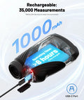 Golf Range Finder With Slope On Off, 1200 Yard Laser, USB C Rechargeable showing battery capacity and charging feature