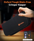 Heavy Duty Wire Crimping Tool For Heat Shrink AWG22 To 10 With 90 Piece Electrical Connectors Kit and Slick Portable Case in black fabric.
