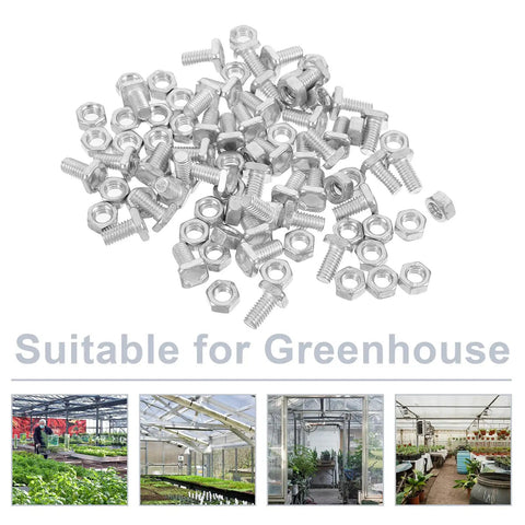Greenhouse Nut And Bolt Hardware Kit With 50 Sets Iron Construction And Weather Resistant Fittings For Frame Repair And Garden Projects Polycarbonate Greenhouse Hardware And Easy Adaptable Small Parts, iron nuts and bolts