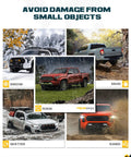 Trumgeta all-black rear bumper crossmember end caps for 4th-gen Toyota Tacoma; off-road scenarios collage