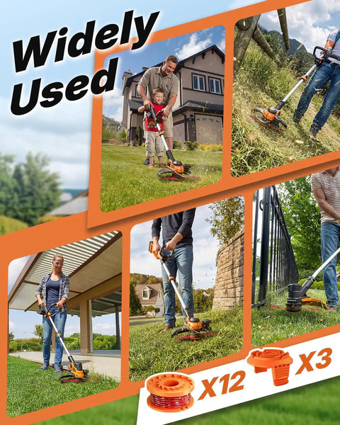 15 Pack Replacement Trimmer Line Spools Set For 0.065 Inch Line Refills Compatible With Worx Weed Eater And Weed Wacker Models Includes 12 Spools And 3 Caps No Fuss Durable Premium Trimmer Line Refills For Quick Yard Work installation and usage