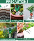 3 In 1 Soil Moisture Light And PH Tester For Home Garden Lawn Farm Indoor Outdoor Use Easy Plug And Play Plant Health Meter with usage precautions displayed
